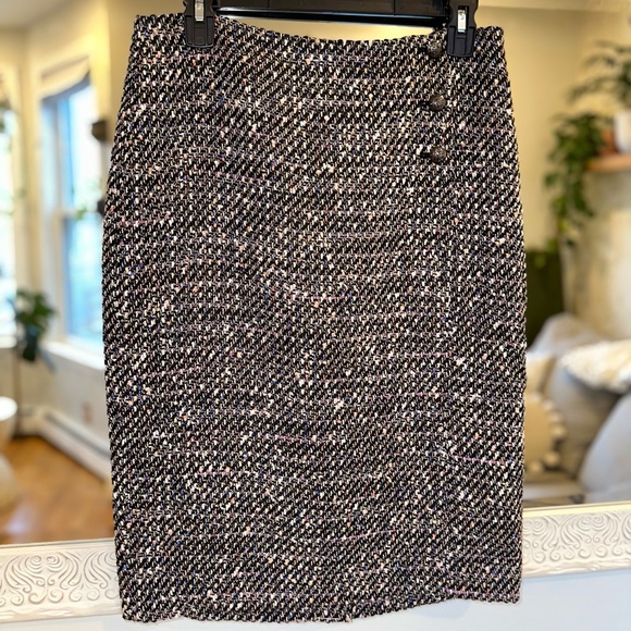Ann Taylor Dresses & Skirts - NWT Ann Taylor Tweed Patterned Black White Pink Purple Blue Shimmering Pencil 6